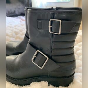 MIA Black Heeled Boots with Buckle Detail